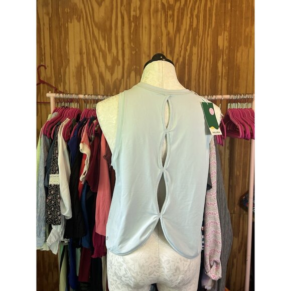 Halara Cut Out Curved Hem Running Tank Top Almost Aqua Sz S NWT Workout - Picture 7 of 11